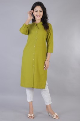 Rimeline Fashion Women Solid Straight Kurta(Green)