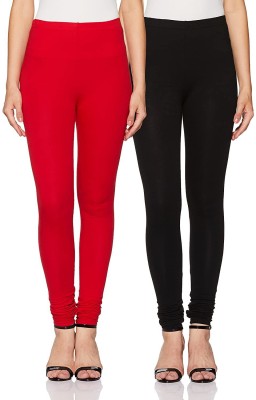 E Solutions Churidar  Ethnic Wear Legging(Red, Black, Solid)