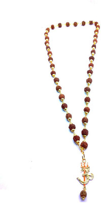 Raviour Lifestyle Om Shiv Trishul With Rudraksha Pendant With Rudraksha Cap Mala For Lord Mahadev Blessing And Good Health Brass Pendant Set
