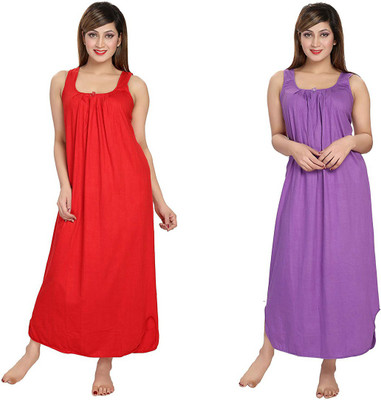 deepsales Women Nighty(Purple, Red)