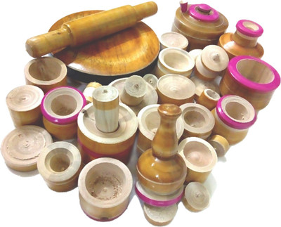 Kumarihandicrafts Kitchen set toys for kids Choppu jaman set brown color and kids chakla belan set