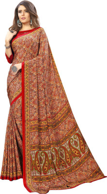 Kasak Digital Print Bollywood Crepe Saree(Red)