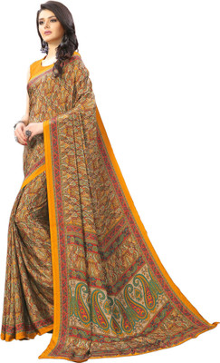 Kasak Digital Print Bollywood Crepe Saree(Yellow)
