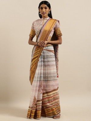 Shavya Printed Bollywood Linen Saree(Multicolor)