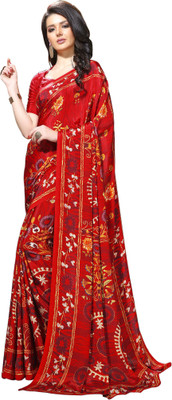Kasak Digital Print Bollywood Crepe Saree(Red)