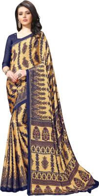 Kasak Digital Print Bollywood Crepe Saree(Gold)
