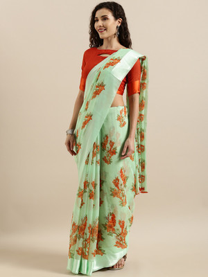 Shavya Printed Bollywood Linen Saree(Green)