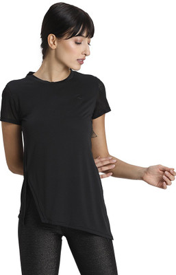 PUMA Casual Half Sleeve Solid Women Black Top