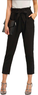 MS BOTTOM Slim Fit Women Black Trousers