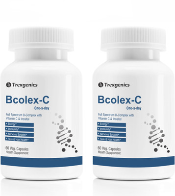 Trexgenics Bcolex-C One-a-day Complete B-Complex, Vit.C & Inositol (60 Vcaps)(2 x 60 No)