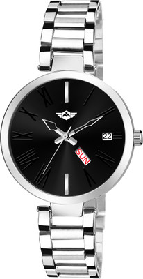 METRONAUT Elegant Black Dial Day & Date Functioning Stainless Steel Bracelet Watch for Women,Ladies & Girls Analog Watch - For Women