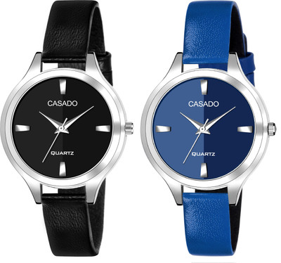 Casado Combo of 2 Classy Black and Blue Double Shade Series for Uptown Girl's Combo of 2 Classy Black and Blue Double Shade Series for Uptown Girl's Analog Watch  - For Women