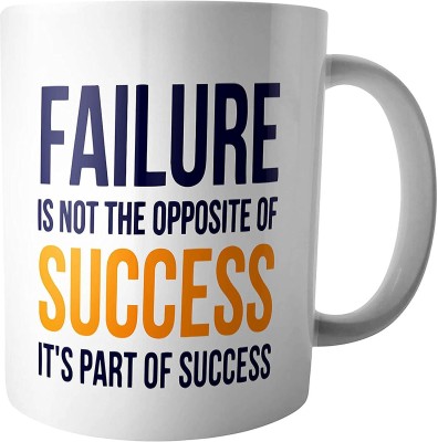 THE MEHRA CREATION Printed Coffee – Failure is not The Opposite of Success Its Part of Success Creative Print Milk Tea Drinking Travel Cup with Handgrip Ceramic Coffee Mug(325 ml)