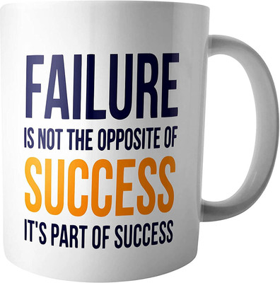 MSC Printed Coffee – Failure is not The Opposite of Success Its Part of Success Creative Print Milk Tea Drinking Travel Cup with Handgrip Ceramic Coffee Mug(325 ml)