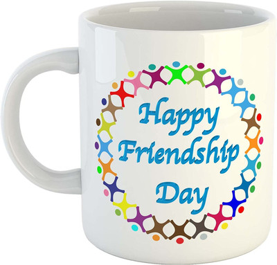 RS CASE Happy Friendship Day Printed Ceramic White Coffee to Gift to Your Friends/Bestfriends Ceramic Coffee Mug(325 ml)