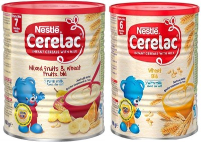 NESTLE Cerelac Combo 400g (Pack of 2) - Mixed Fruits & Wheat With Milk + Wheat Cereal(800 g, Pack of 2, 6+ Months)