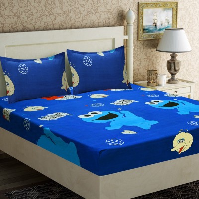 Home Candy 140 TC Microfiber Double Cartoon Flat Bedsheet(Pack of 1, Multicolor)
