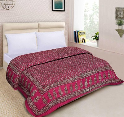 Samradhi Floral Single Quilt for  Mild Winter(Cotton, Pink)