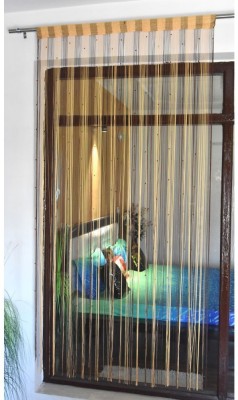 Pomp & Romp Premium Door String Beads 155 cm (5 ft) Blends, Polyester Transparent Window Curtain Single Curtain(Self Design, Motif, Brown)
