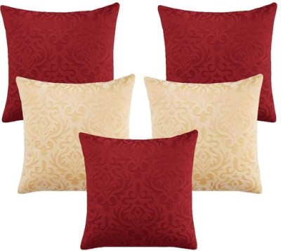 Homesajja Microfiber Cushions Cover(Pack of 5, 40 cm*40 cm, Maroon, Beige)