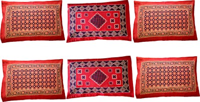 Malani Print Cotton Pillows Cover(Pack of 6, 66 cm*42 cm, Red)