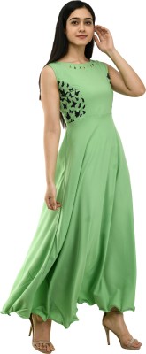 U R FASHION Women Gown Light Green Dress