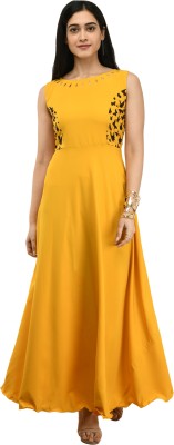 Iqra Women Gown Yellow Dress