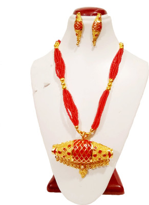 balaji gold Brass, Copper, Alloy Gold-plated Gold, Red Jewellery Set(Pack of 1)