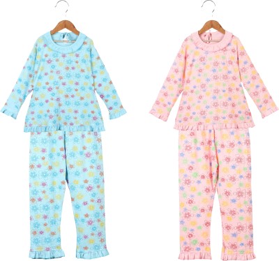 ANIXA Girls Printed Multicolor Top & Pyjama Set