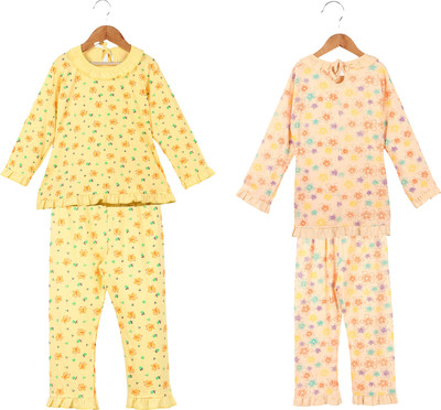 ANIXA Girls Printed Multicolor Top & Pyjama Set