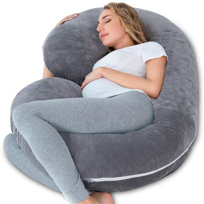 AMRIT FINISHING PREGNANCY PILLOW Microfibre Solid Sleeping Pillow Pack of 1(Grey)