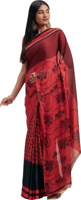 Shaily Retails Printed Daily Wear Georgette Saree(Red)