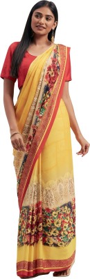 Shaily Retails Floral Print Daily Wear Georgette Saree(Yellow)