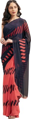 Shaily Retails Printed Daily Wear Georgette Saree(Dark Blue, Pink)