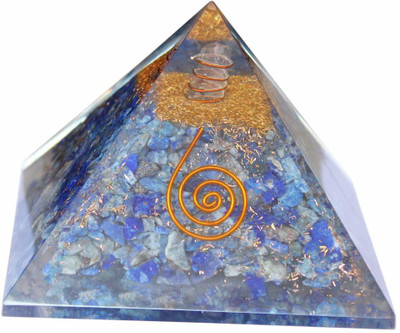 Shubhanjali Reiki Crystal Lapis Lazuli Orgone Pyramid Orgonite Pyramid for Reiki Healing and Crystal Healing Stones Pyramid for Happiness,Self Awareness,Inspiration (Blue) Decorative Showpiece  -  6 cm(Stone, Blue)