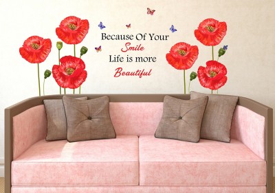 Wallzone 160 cm Rose With Quotes Removable Sticker(Pack of 1)