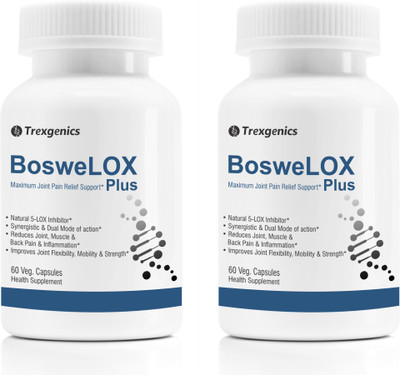 Trexgenics BOSWELOX PLUS Joint Pain Support Boswellia Serrata Cissus Dual Action(2 x 60 No)