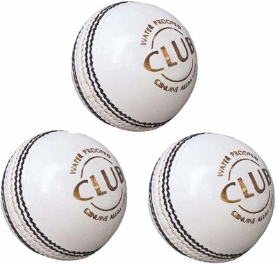 HACKERX club white ball 2pcs/part Cricket Leather Ball(Standard, Pack of 3, White)