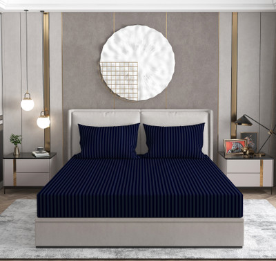 ClassicFits Polycotton Double Flat 210 TC Printed Bedsheet(Pack of 1, Blue)