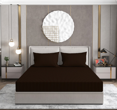 Baffi 240 TC Microfiber Double Printed Flat Bedsheet(Pack of 1, Brown)
