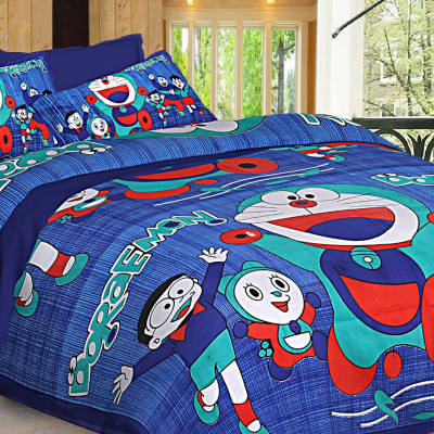 Village life Cotton Double Flat 200 TC Printed Bedsheet(Pack of 3, Multicolor)