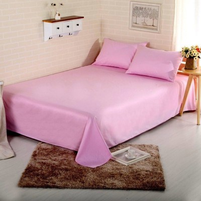 BEVI 304 TC Microfiber Single Solid Flat Bedsheet(Pack of 1, Pink)