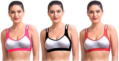 Daily Touch Women Sports Non Padded Bra(Red, Pink, Black)