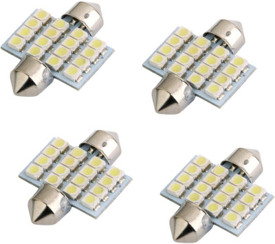 Adhvik (Set Of 4 Pcs) 32mm 1.6w 130lm 16 LED SMD 1210 12v White Light Car Interior Festoon Connector Reading Roof Dome Map Bulb Light/Lamp Car Fancy Lights(White)