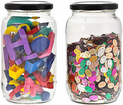 UNIQUEWARE Glass Grocery Container  - 1000 ml(Pack of 2, Clear)