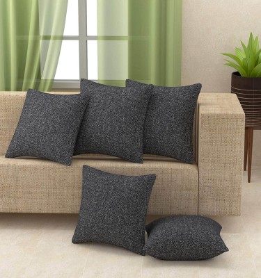 Xy Decor Plain Cushions Cover(Pack of 5, 40 cm*40 cm, Black)