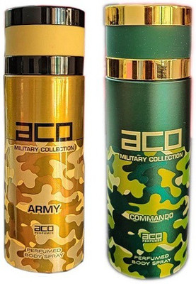 aco PERFUMES ARMY and COMMANDO Perfume Body Spray 200ML Deodorant Spray  -  For Men & Women(400 ml, Pack of 2)