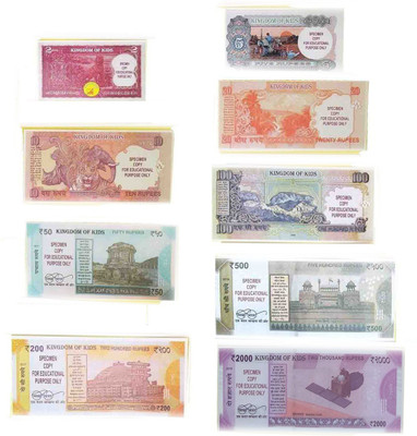 VK MART Fake Notes Gag Toy Dummy learning games & activities Soft Laminated Good Quality Notes 2-10-50-200-2000-500-100-20-5 notes (Each note 50)450ps Money Gag Toy(Multicolor)