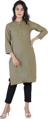 Rimeline Women Solid Straight Kurta(Green)