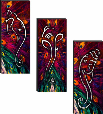 saf Ganesh MDF Panel Digital Reprint 15 inch x 18 inch Painting(Without Frame, Pack of 3)